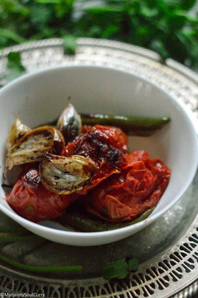 Roasted tomatoes, garlic and chili