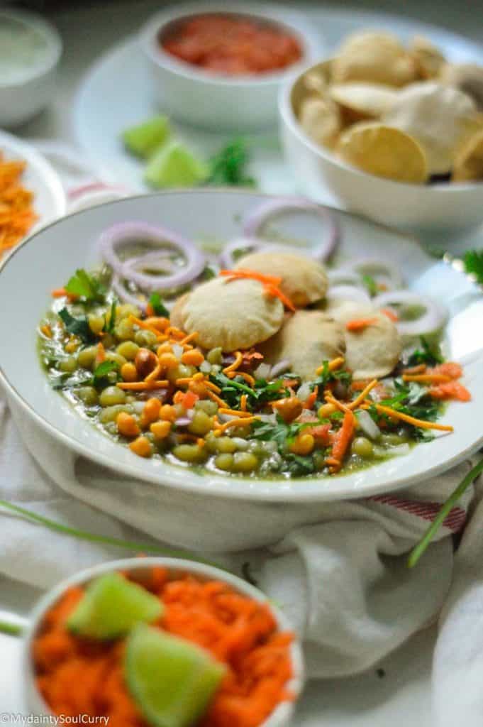 A plate full of masala puri