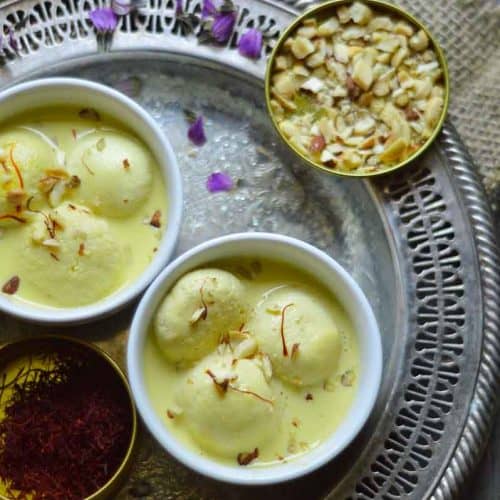 Rasmalai in saffron milk