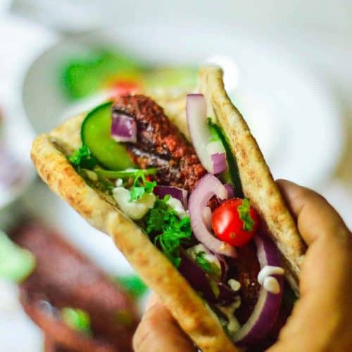 Tasty pita gyro with vegan patties