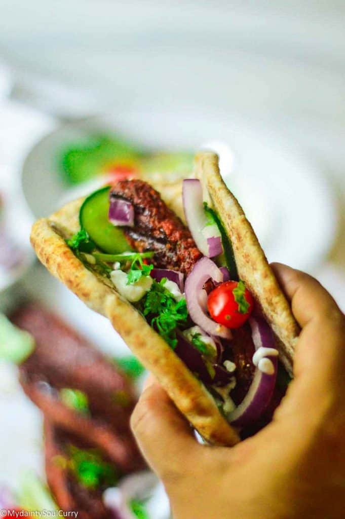 Tasty pita gyro with vegan patties