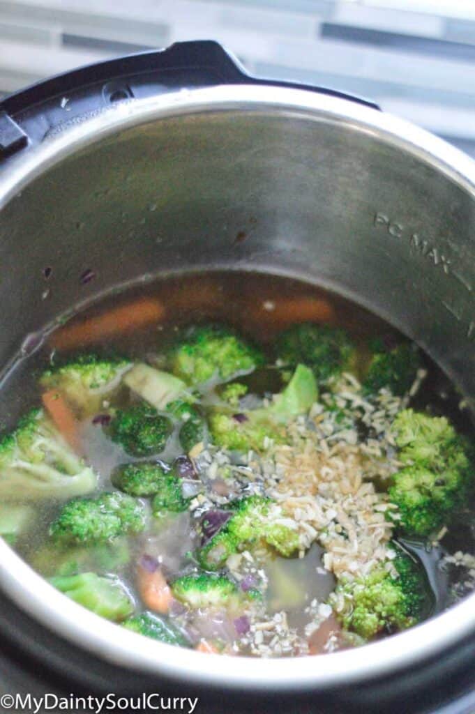 Adding broth