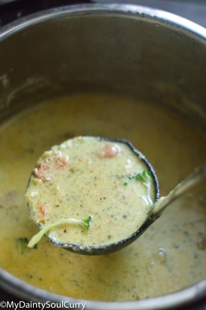 Yum broccoli cheddar soup in the instant pot