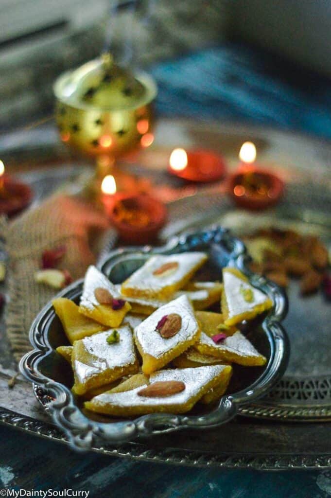 mango badam burfi