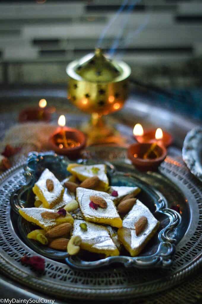 diwali katli with mango