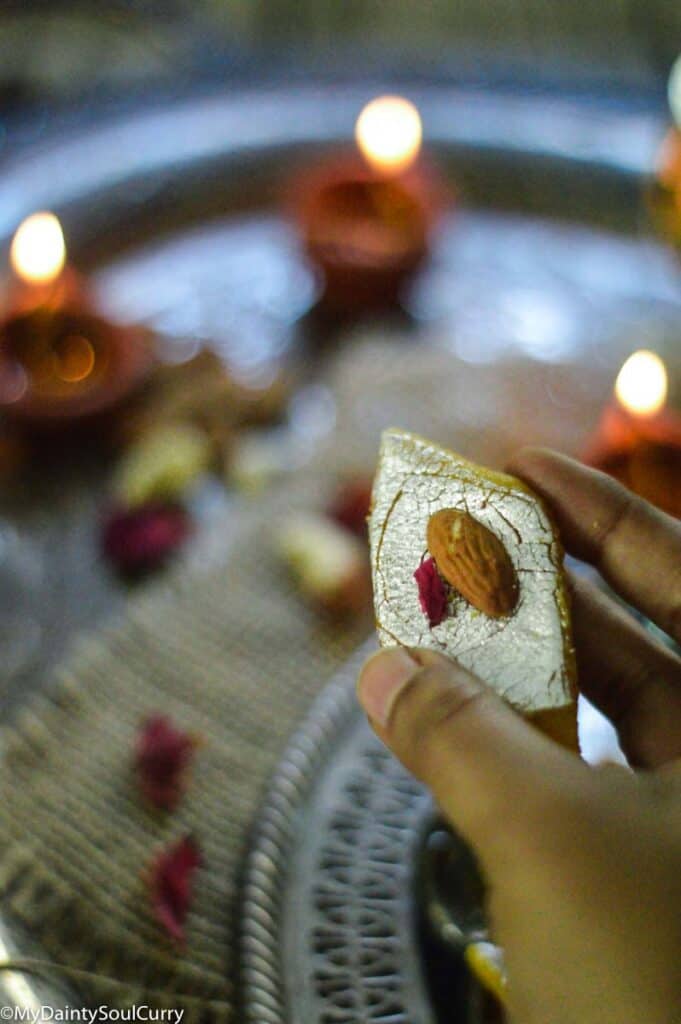 almond flour katli with mango