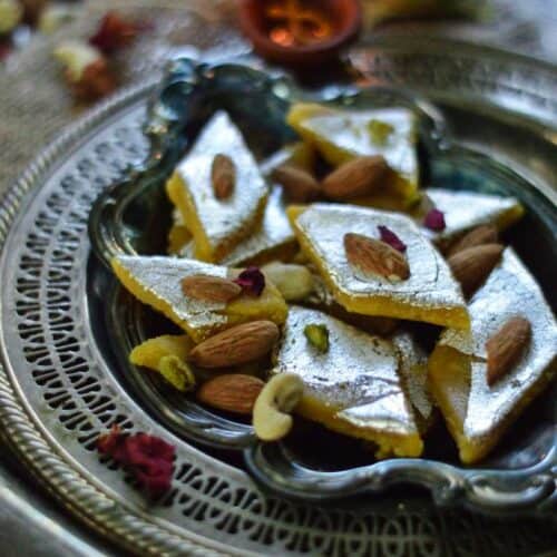 mango katli with badam powder