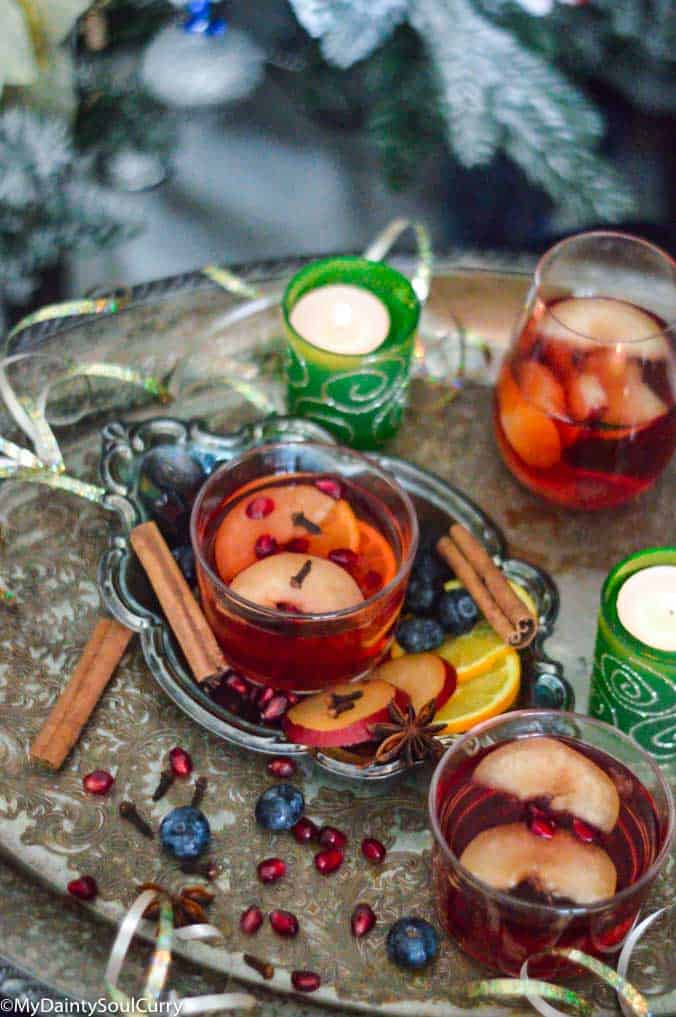 Plum mulled cider drink