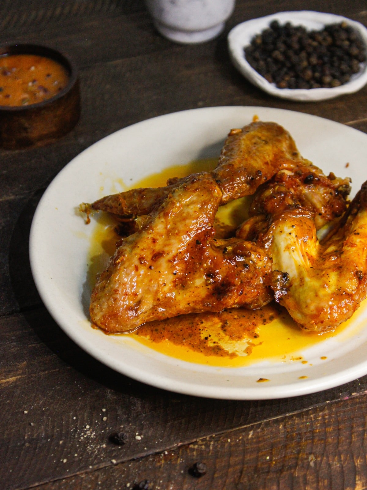 Hot and yummy Air Fried Honey Sriracha Chicken Wings ready to enjoy