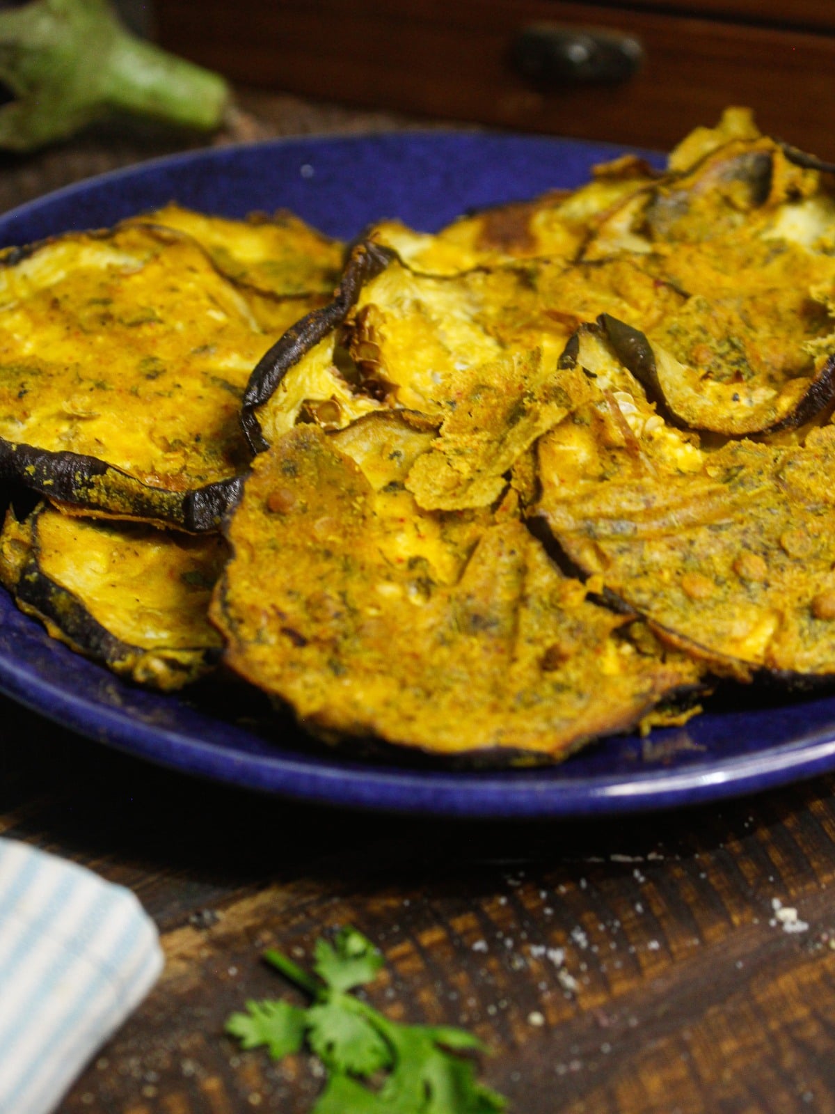 Air fry it for few mins and your Begun Bhaja: Crispy Fried Eggplant is ready to enjoy