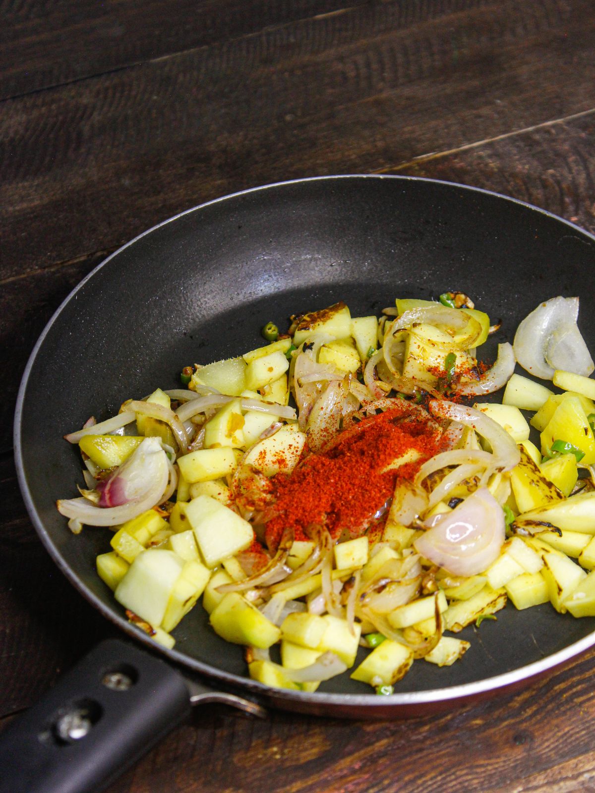 Add spices to the pan 