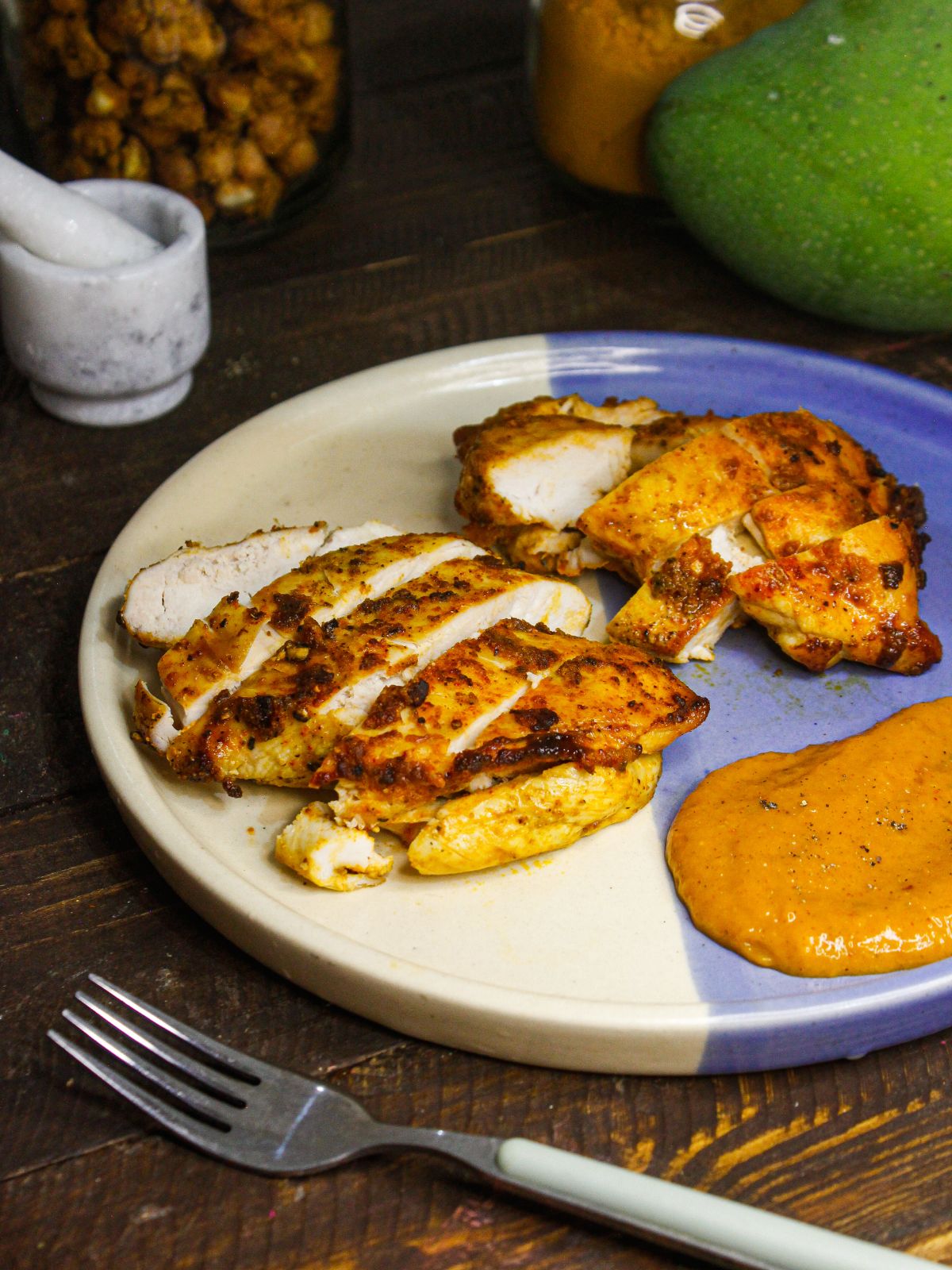 Yummy and spicy Chicken with Tangy Mango Sauce
