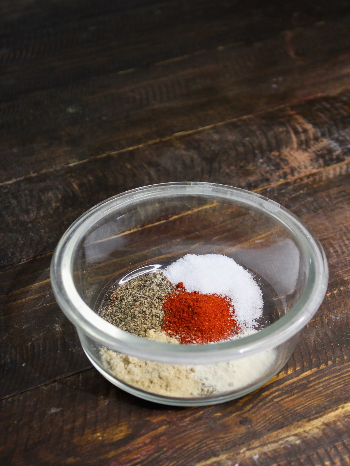 Take paprika, black pepper powder, sea salt, onion powder and garlic powder in a bowl