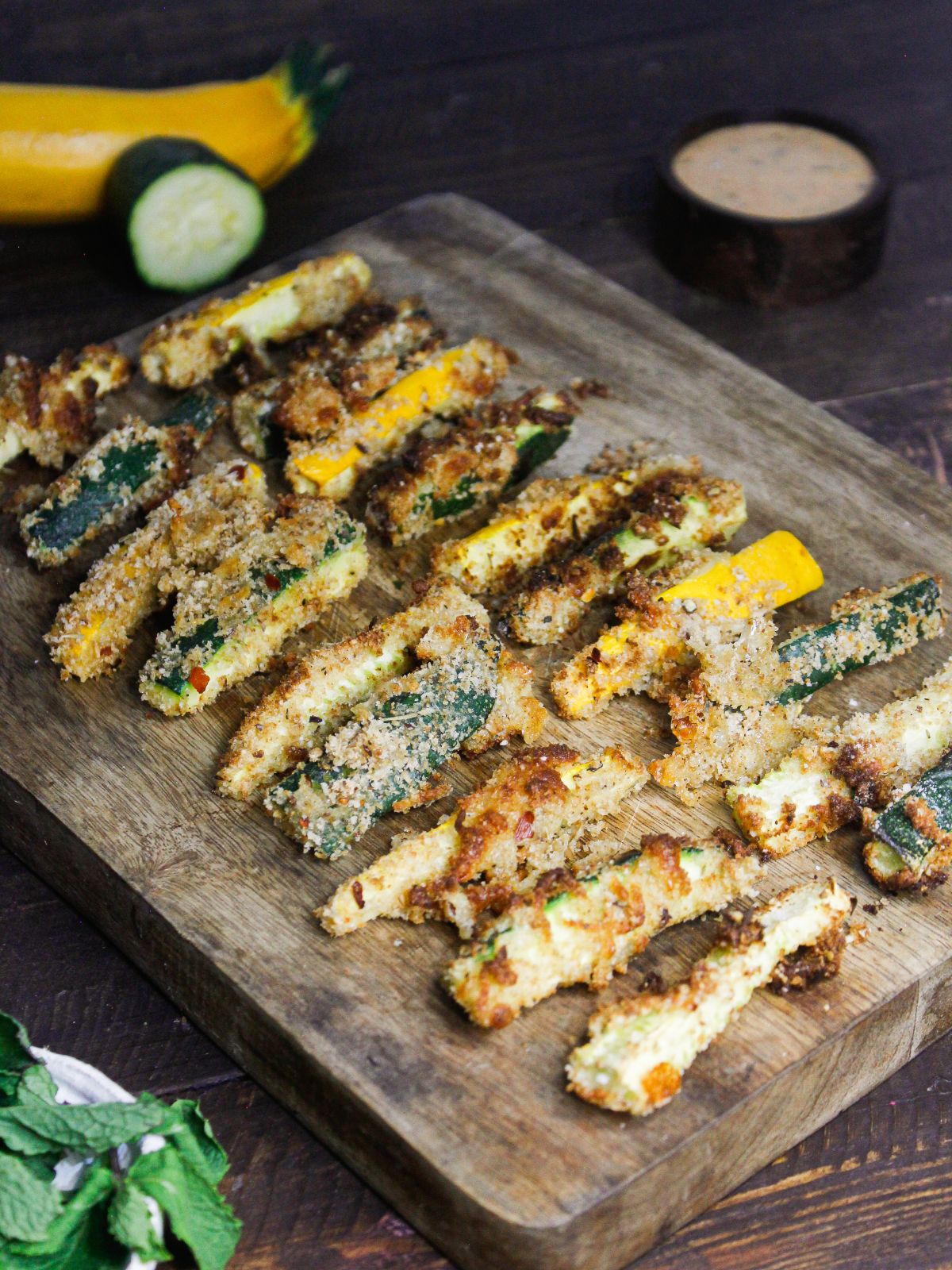 Hot and yummy Zucchini Baton Fries with Chili Mayo Dip