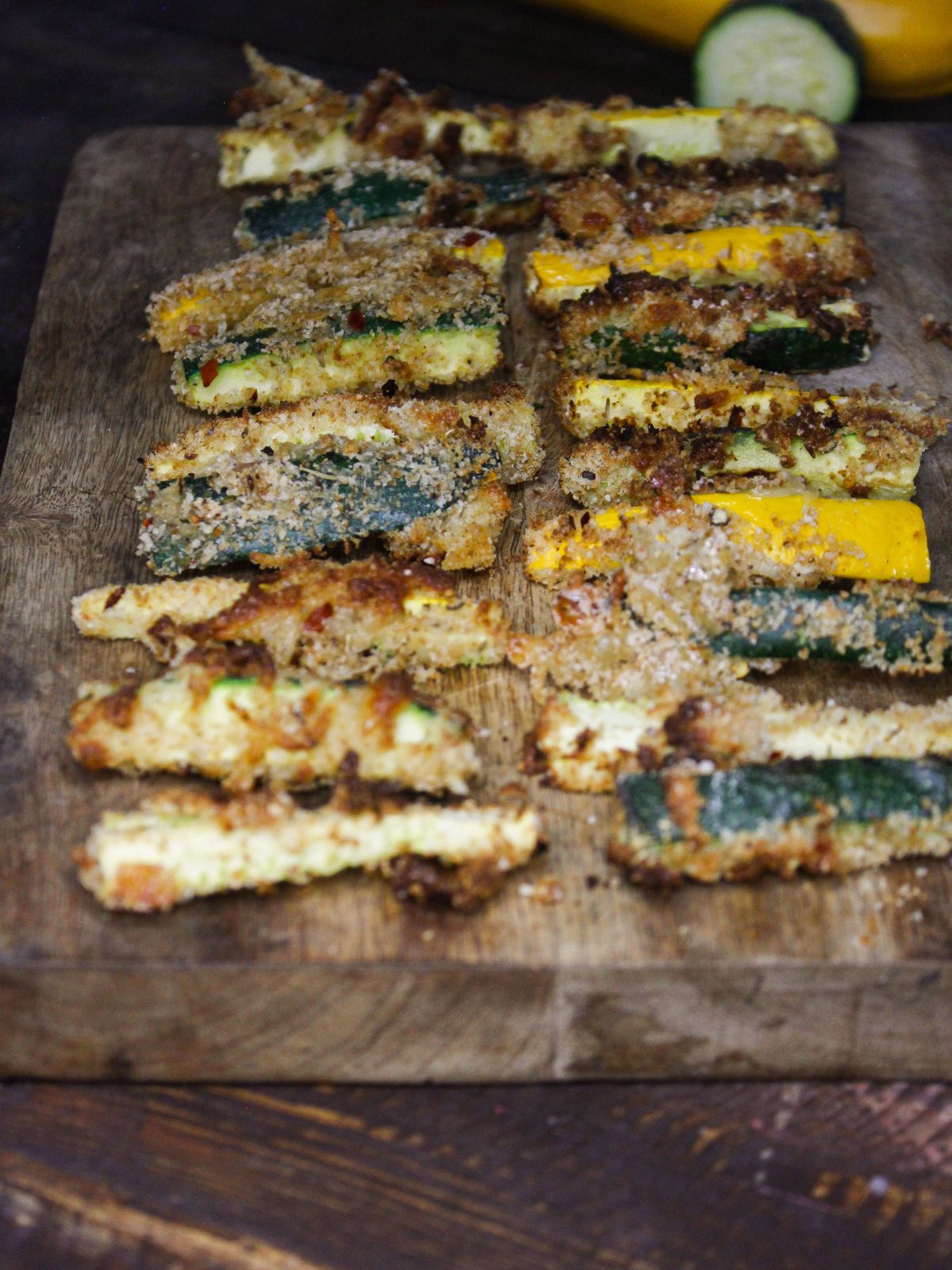 Top view of Zucchini Baton Fries with Chili Mayo Dip