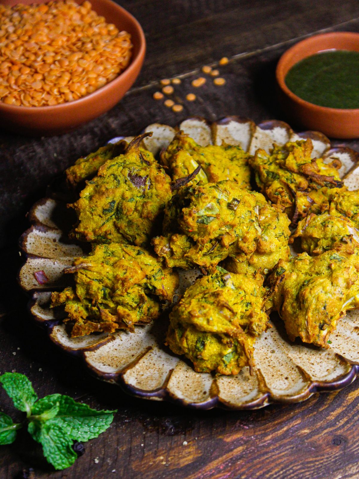 Yummy and delicious Air Fried Lentil Fritters with Tamarind Chutney