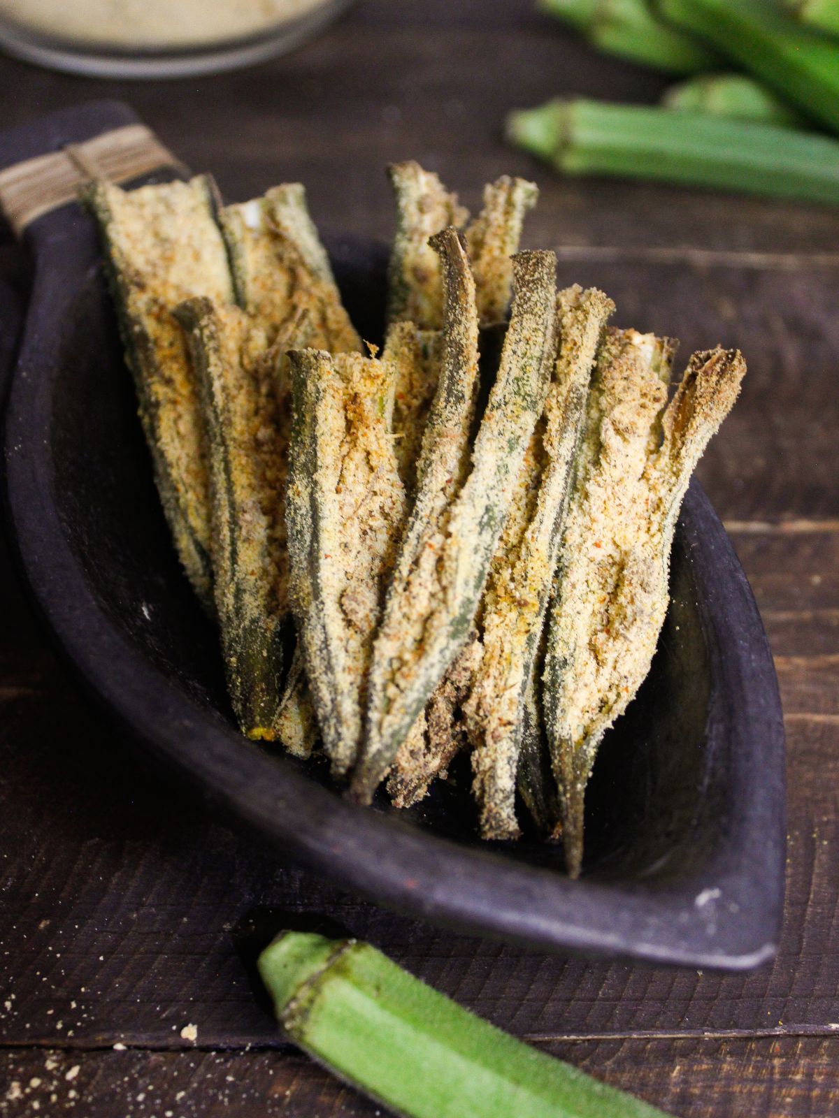 Super zoom in image of Crispy Stuffed Okra