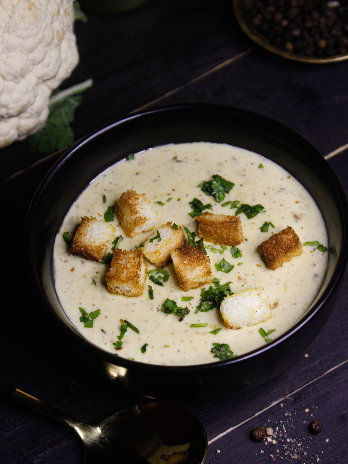 Top view image of Instant Pot Creamy Cauliflower Soup