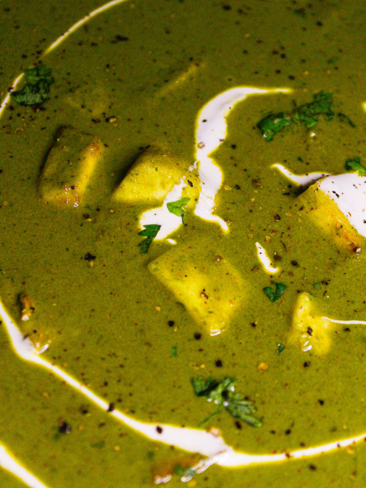 Zoom in top view image of Instant Pot Palak Paneer with Air Fried Paneer