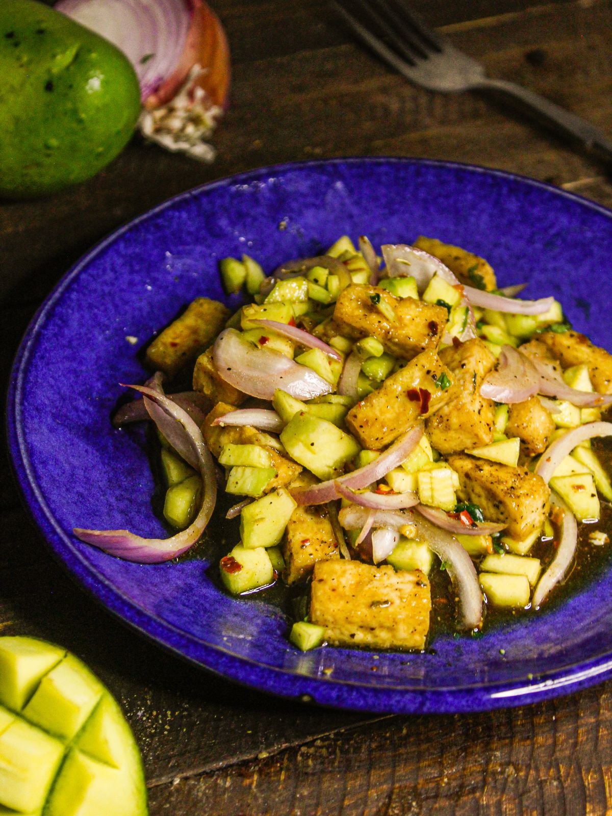 Tasty Raw Mango Tofu Salad