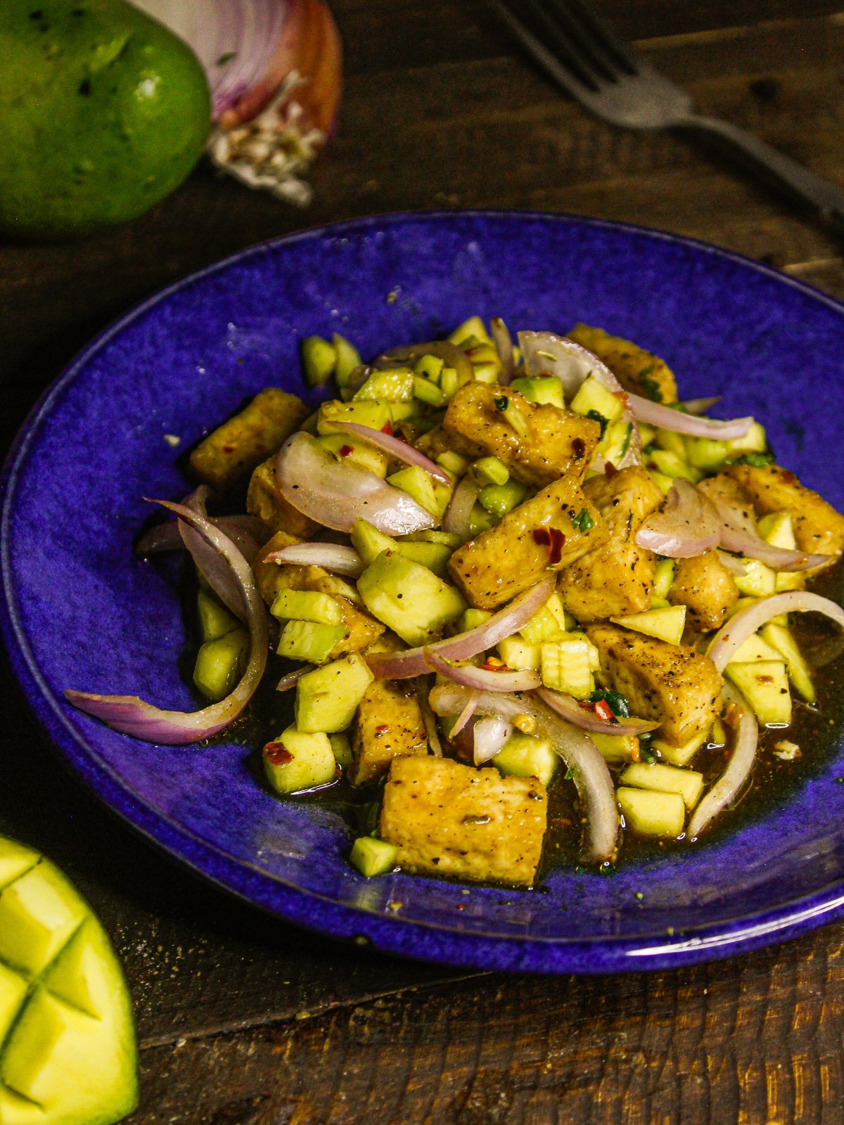 Yummy Raw Mango Tofu Salad