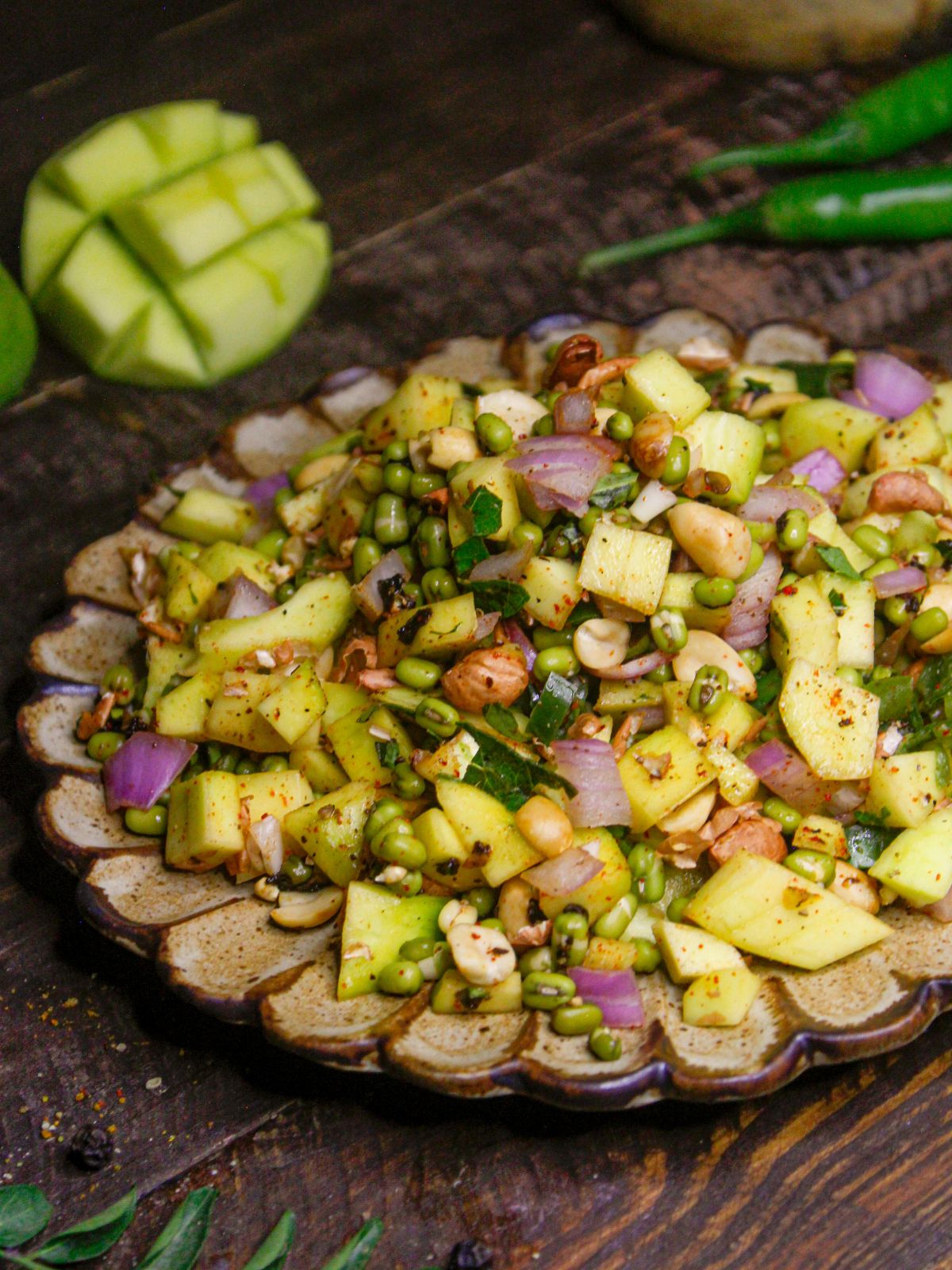 South Indian Raw Mango Salad with Sprouts ready to enjoy with main course