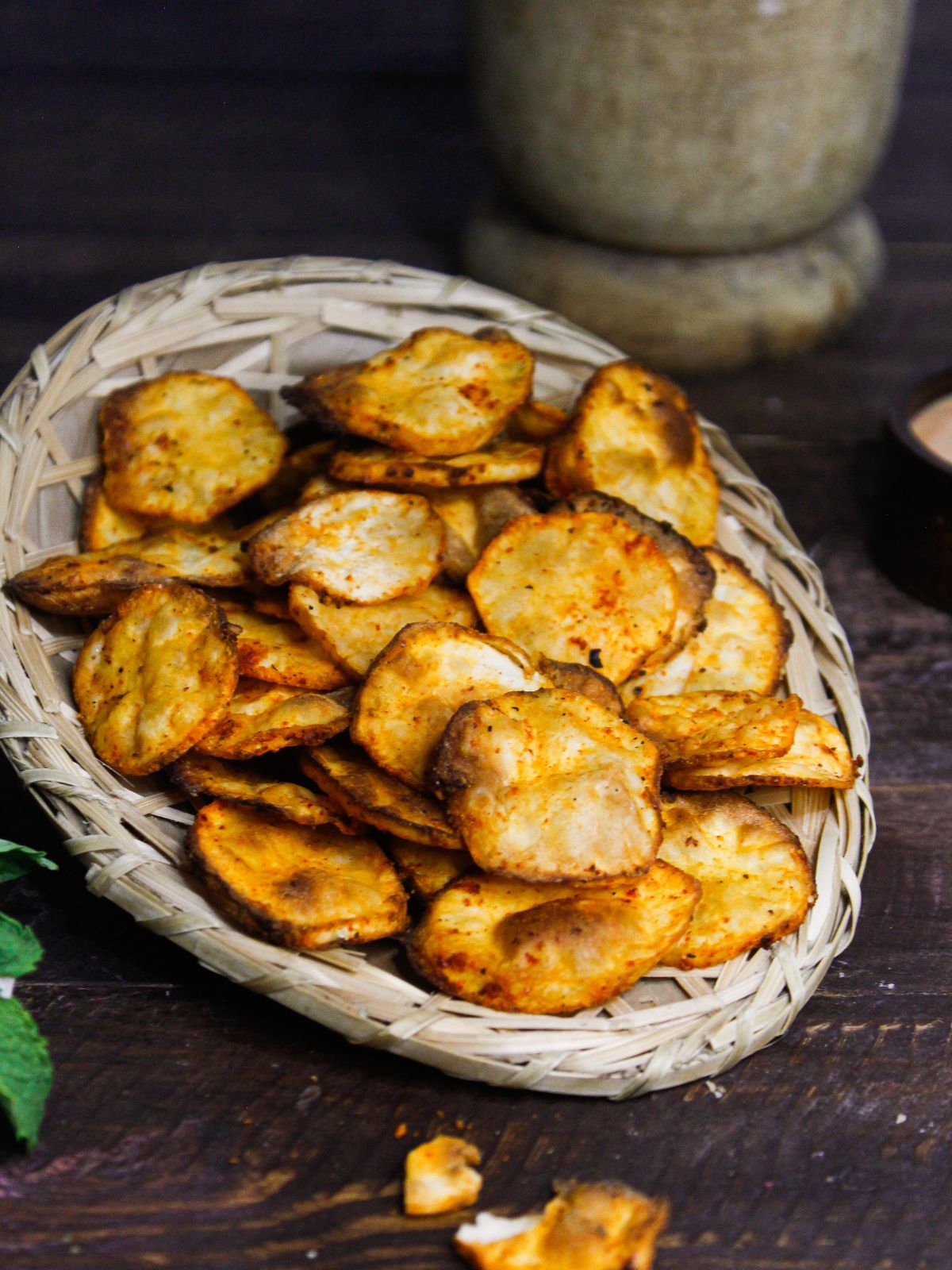 Hot and Spicy Sweet Potato Chips With Chili Mayo Dip