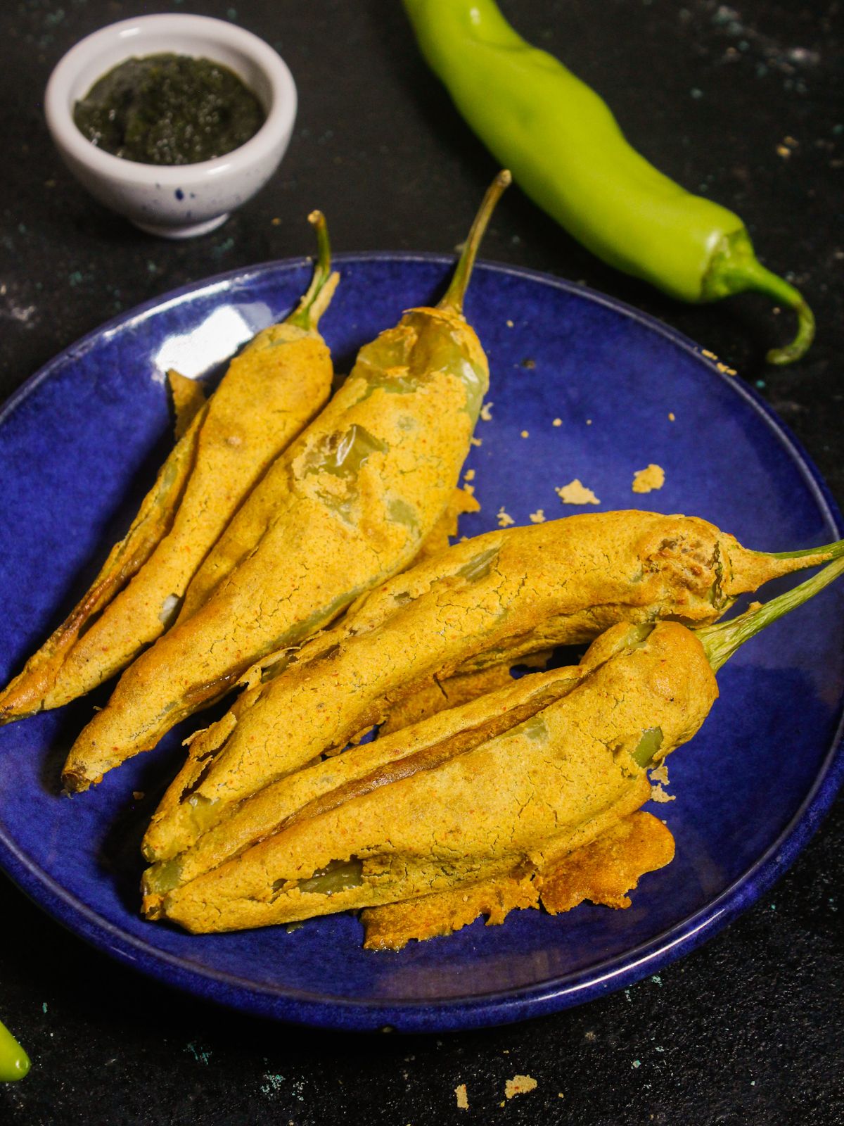 Delicious Air Fried Mirchi Bhajjis with Tangy Surprise