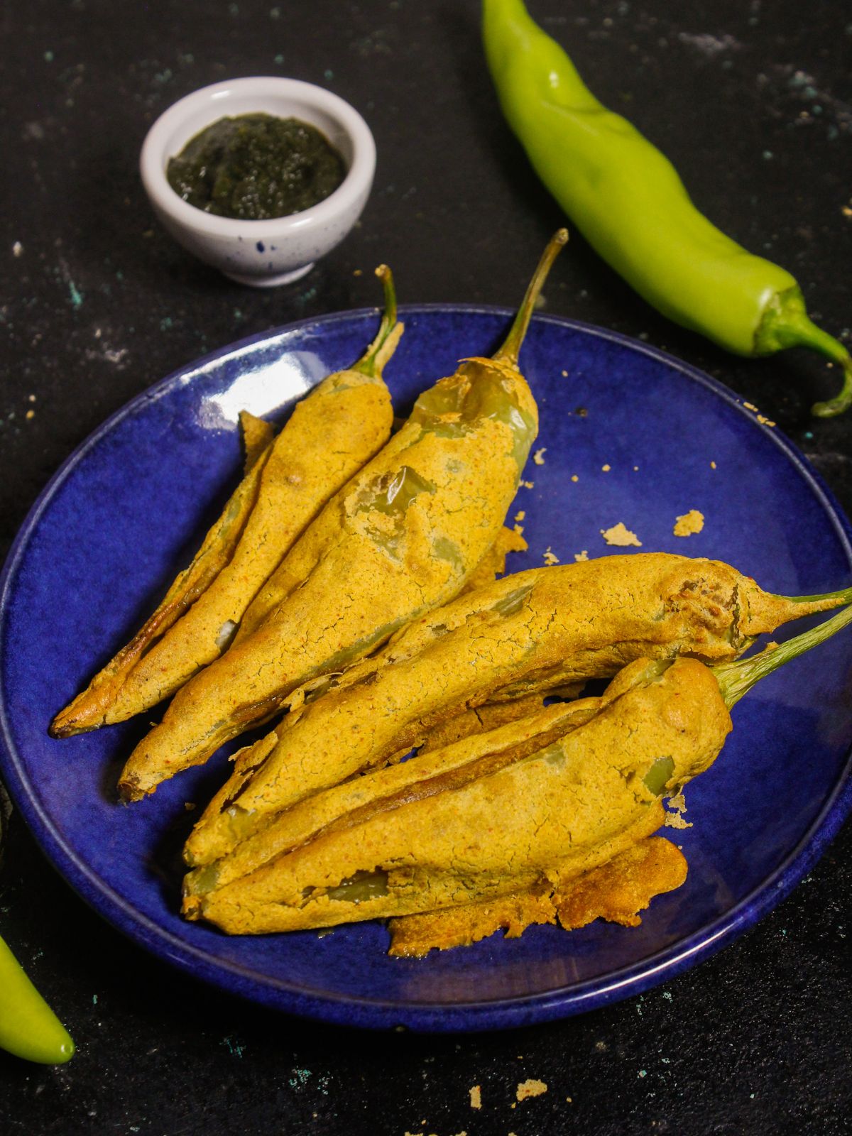 Crunchy Air Fried Mirchi Bhajjis with Tangy Surprise