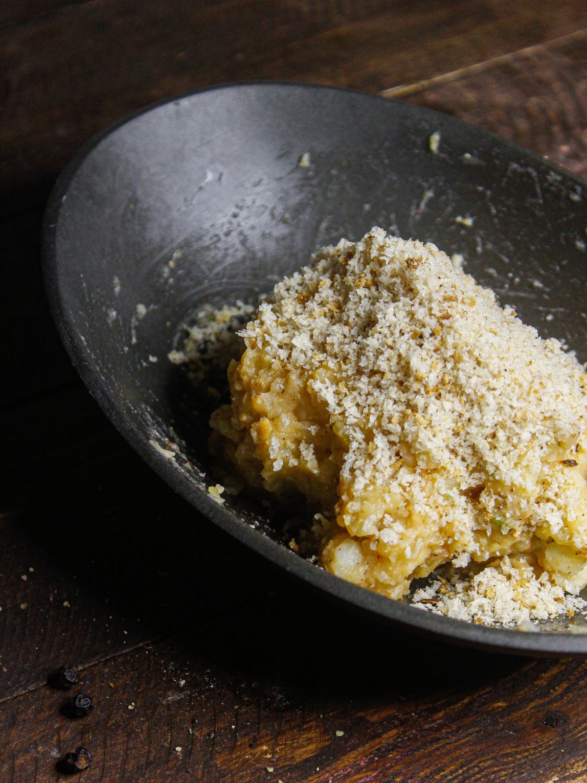 Add breadcrumbs to the potato mixture 