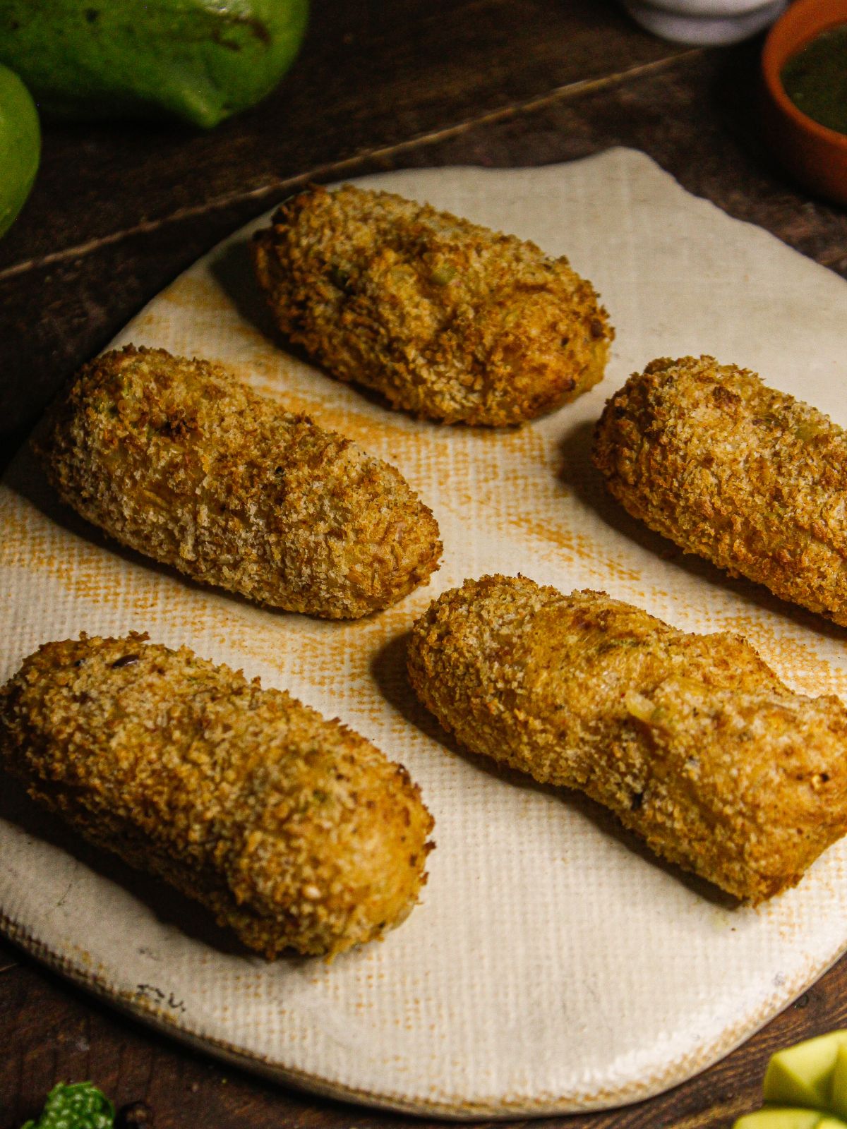 Crunchy Air Fried Raw Mango Cutlets with Tamarind Chutney