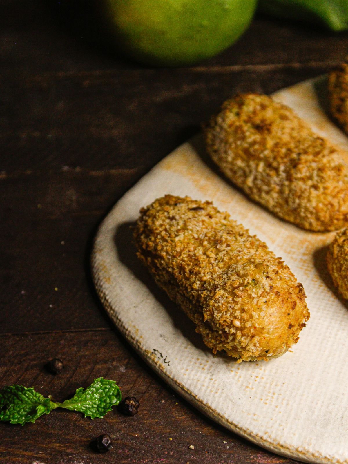 Spicy Air Fried Raw Mango Cutlets with Tamarind Chutney