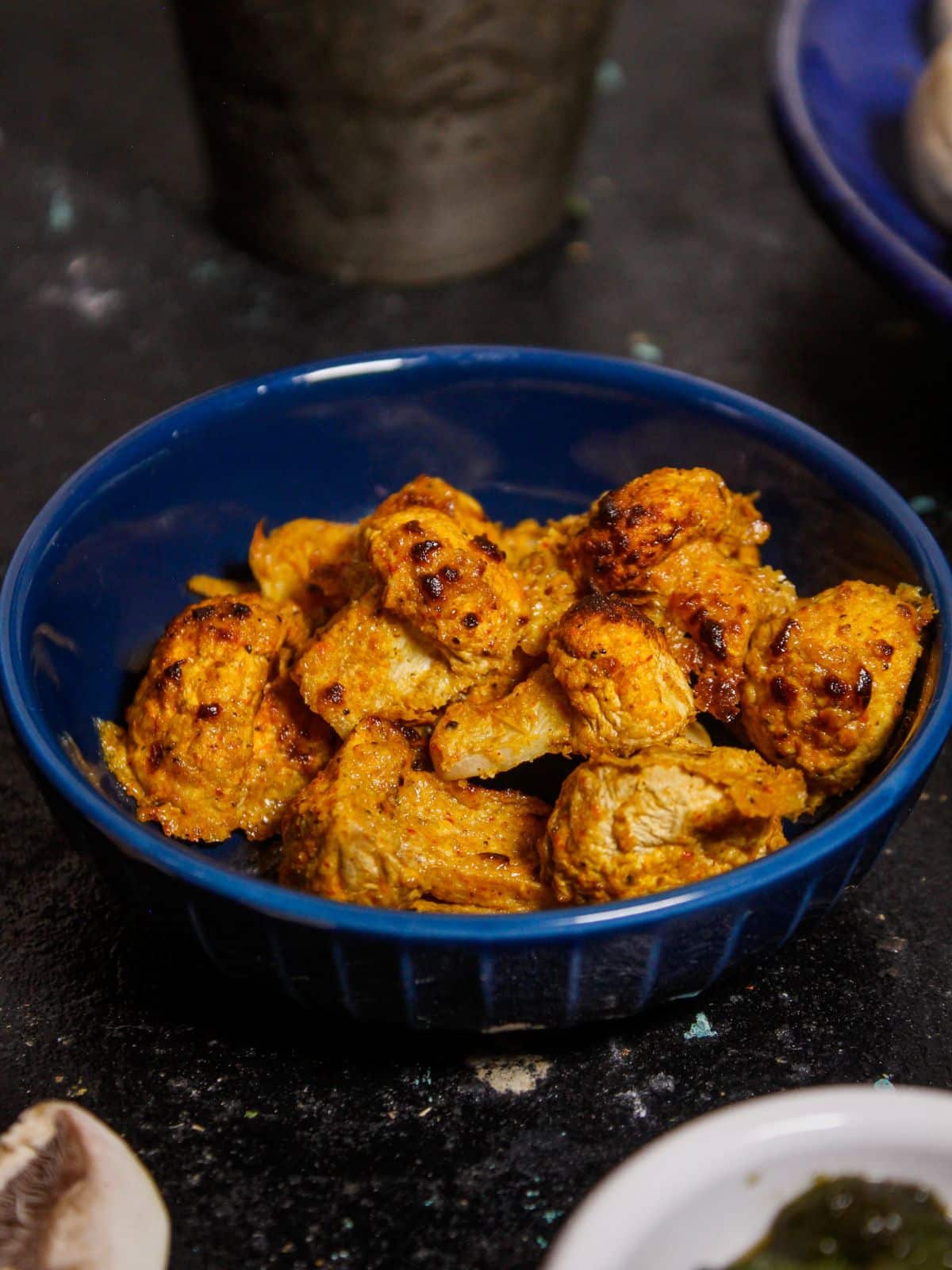 Zoom in image of Air Fried Tandoori Mushrooms with Green Chutney