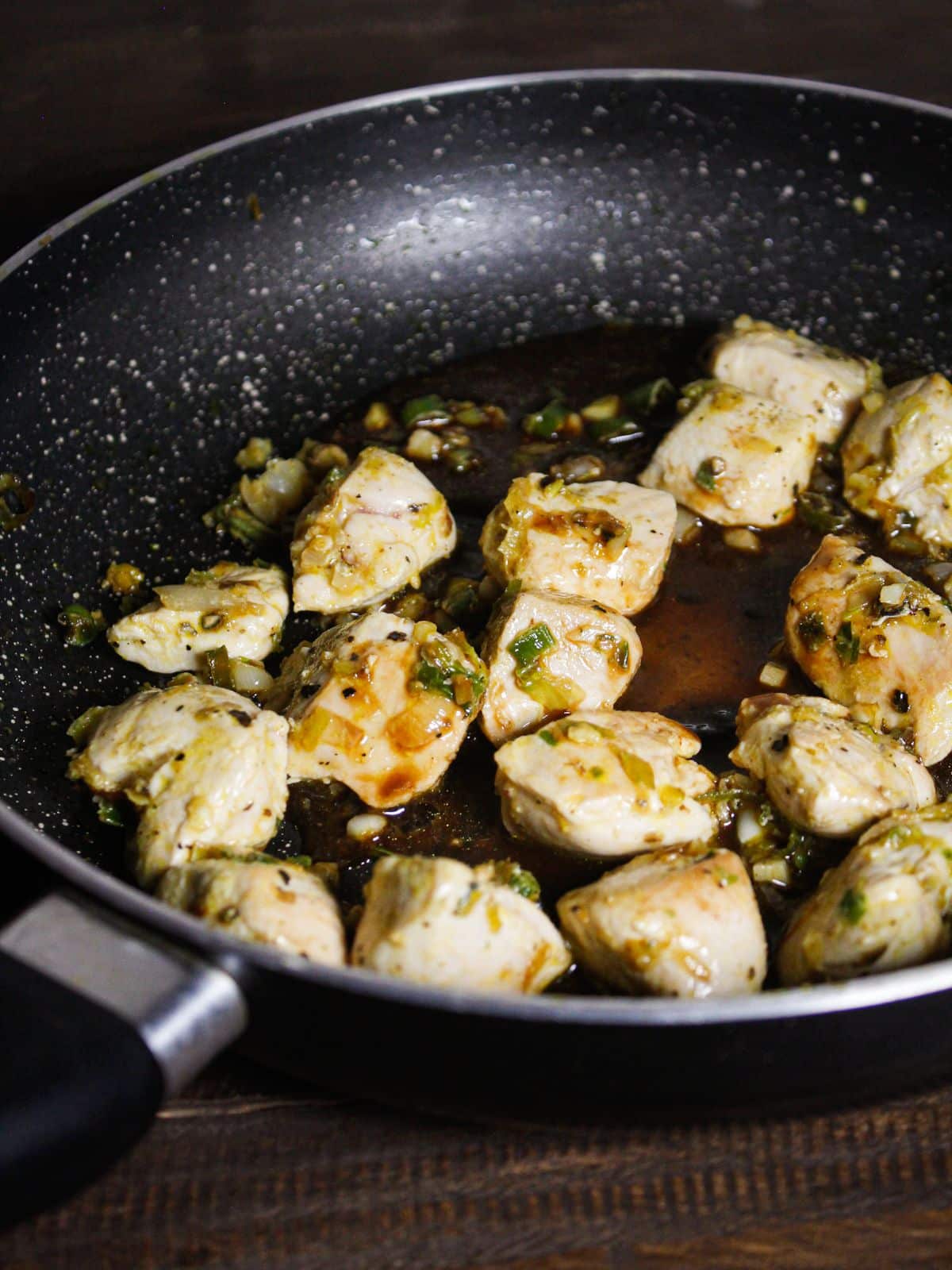 Add earlier prepared sauce to the chicken and mix well