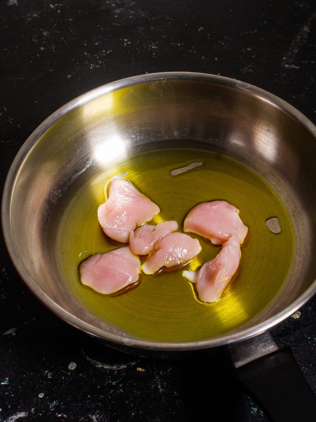 Add chicken pieces & oil into the pan 