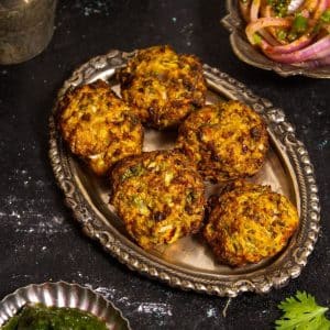 Featured Img of Air Fried Chapli Kebab with Green Chutney and Salad