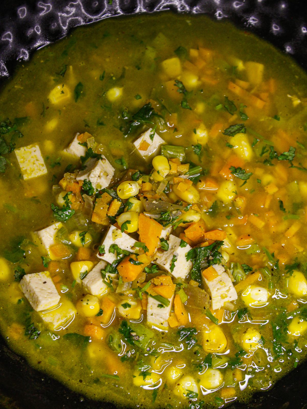 Top view image of Instant Pot Veggie Loaded Soup