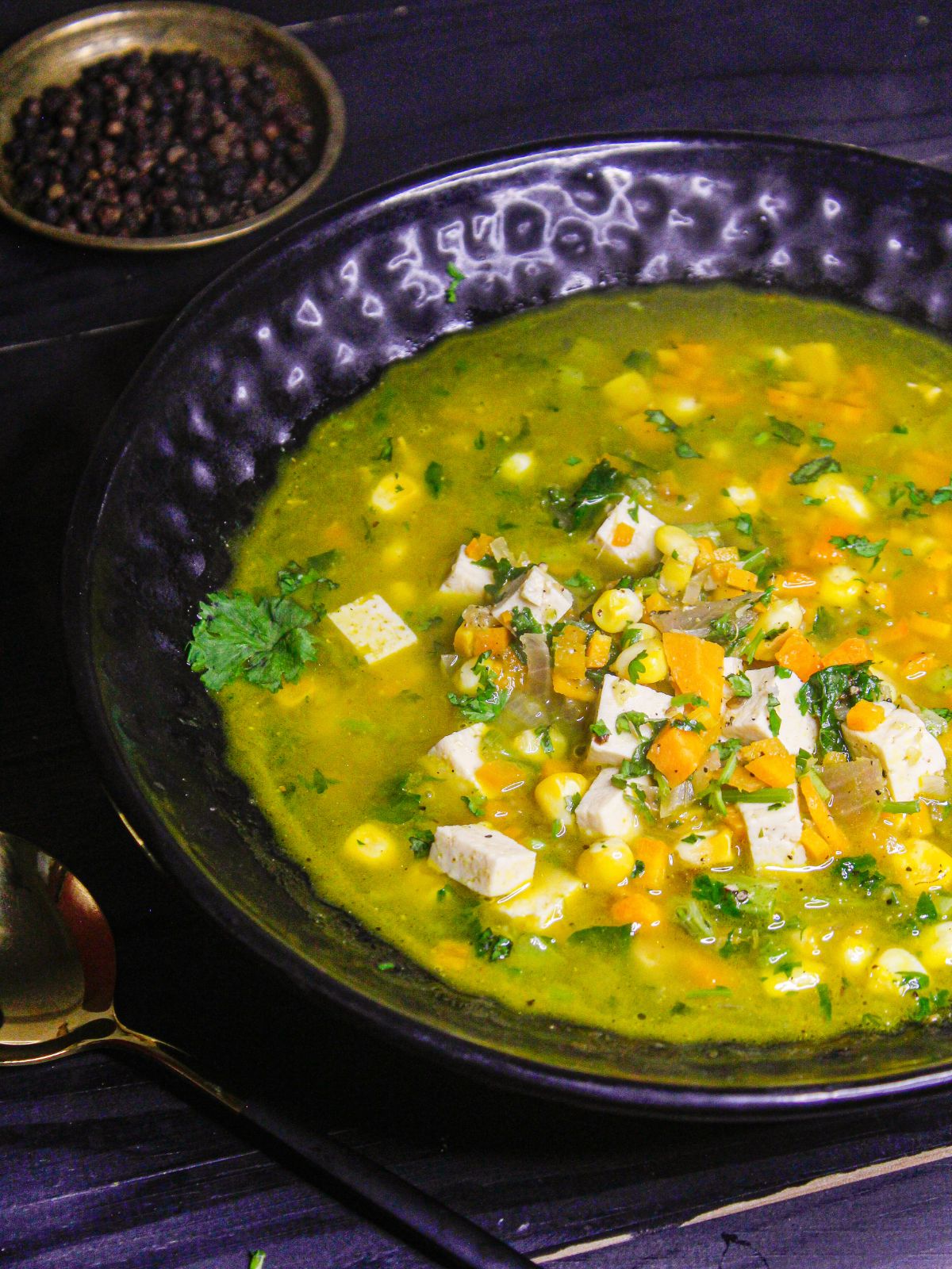 Instant Pot Veggie Loaded Soup ready to enjoy 
