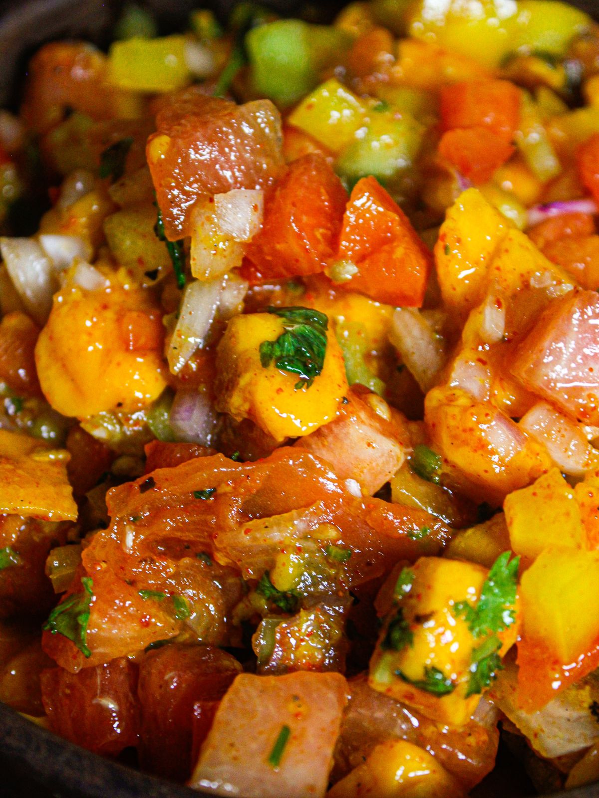 Super zoom in image of Mango Watermelon Summer Salsa