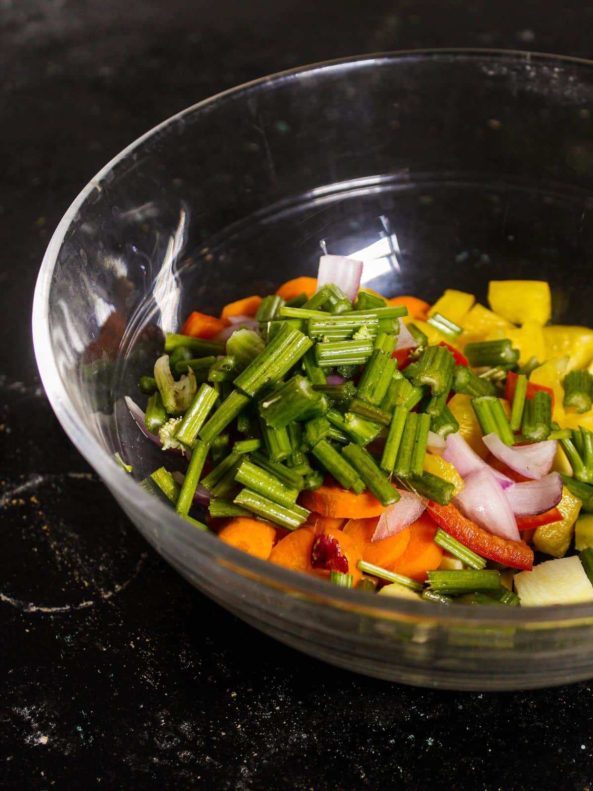 Add chopped Celery stalks into the bowl 