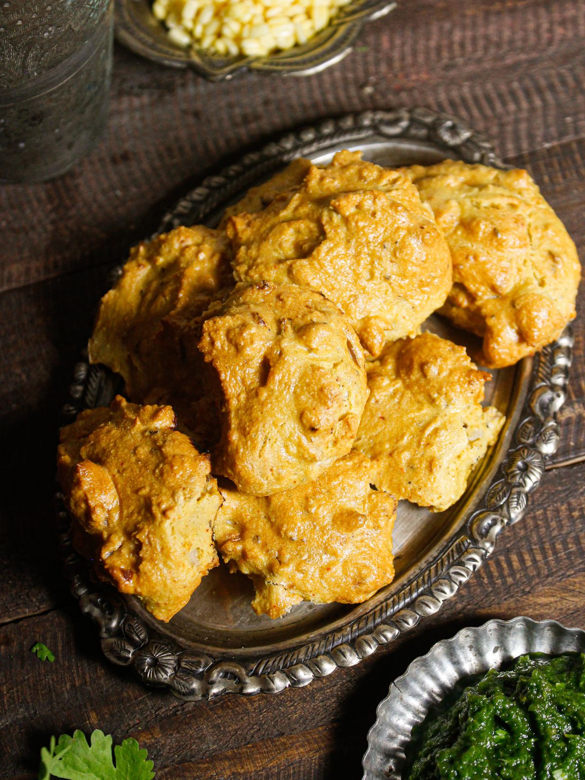 Crisp Air Fried Moong Dal Vada With Green Chutney