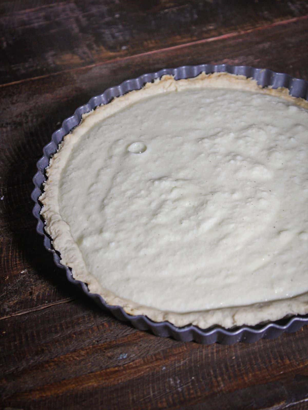 Pour the mixture over the crust thoroughly  