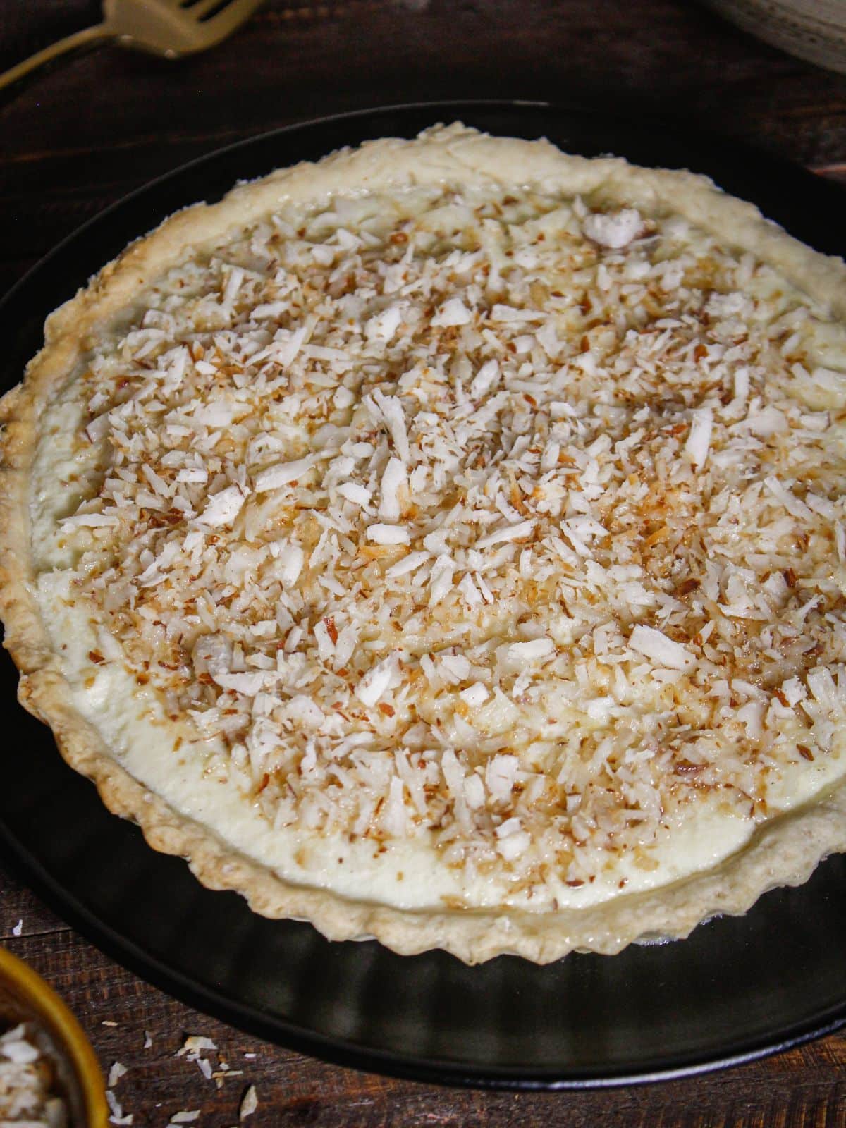 Top view of Coconut Cream Pie