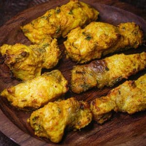 Featured Img of Air Fried Amritsari Fish with Onion Salad and Green Chutney