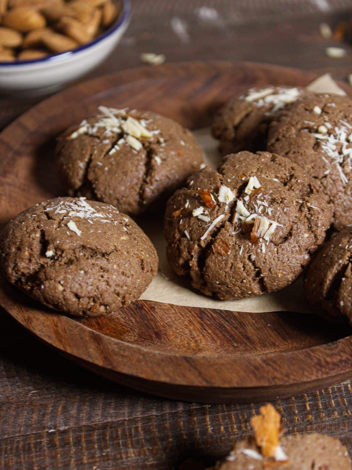 Side view image of Almond Chocolate Cookies