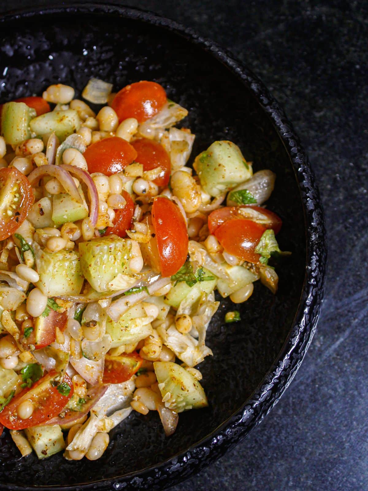 Right Side view image of Boiled Soyabean Salad