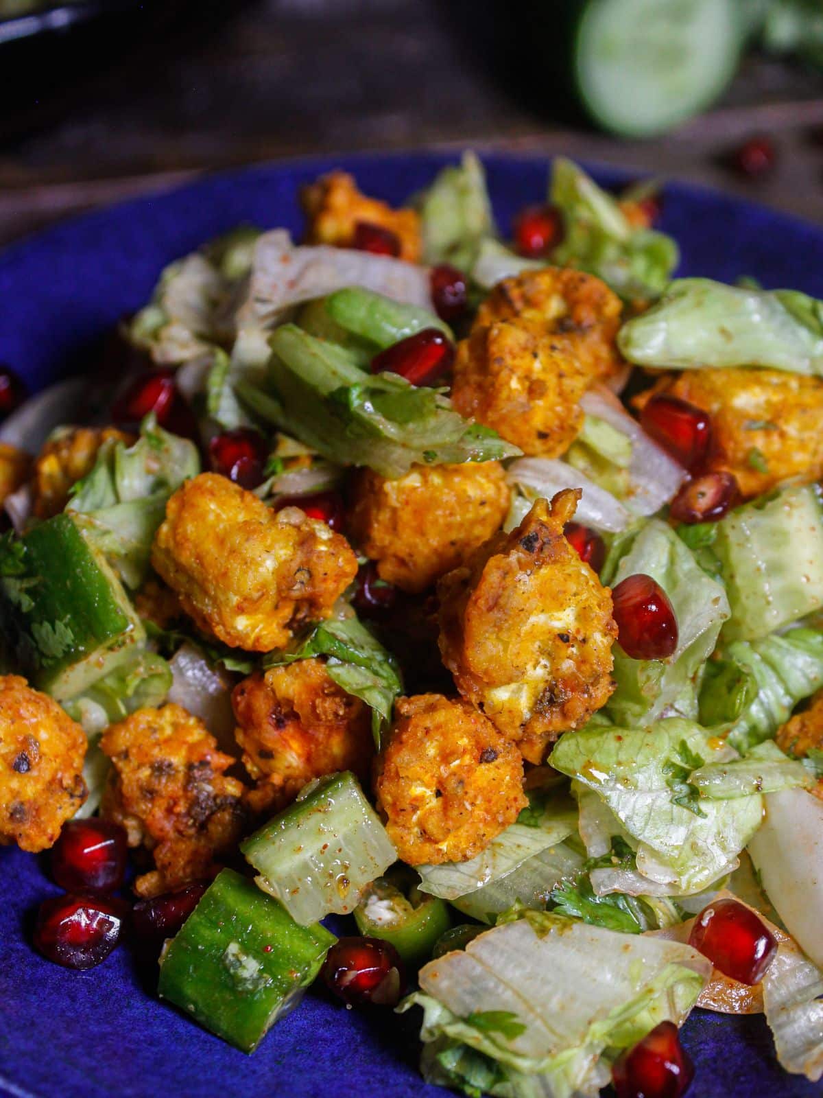 Super zoom in image of Crispy Baby Corn Salad with Air Fried Baby Corn