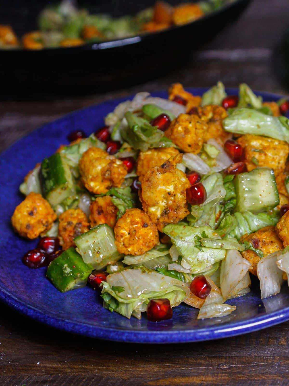 Top view image of Crispy Baby Corn Salad with Air Fried Baby Corn