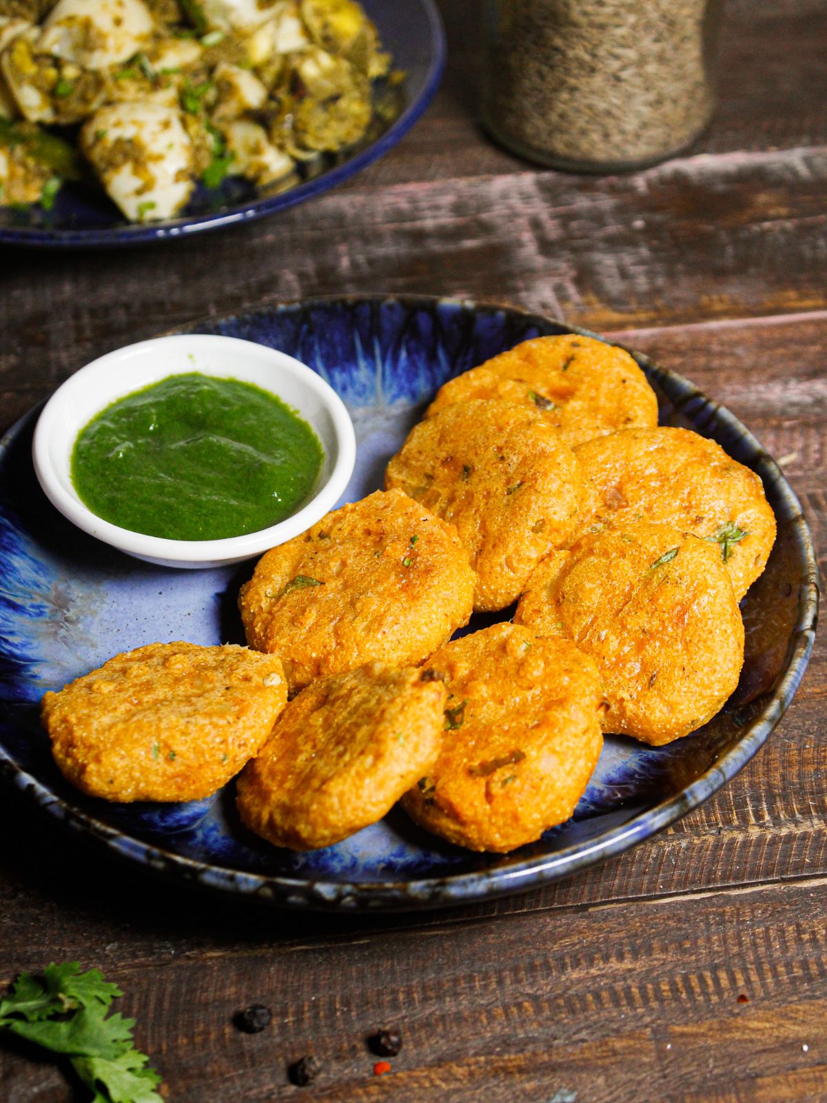 Super Delicious Semolina and Potato Breakfast Cutlets served with green chutney