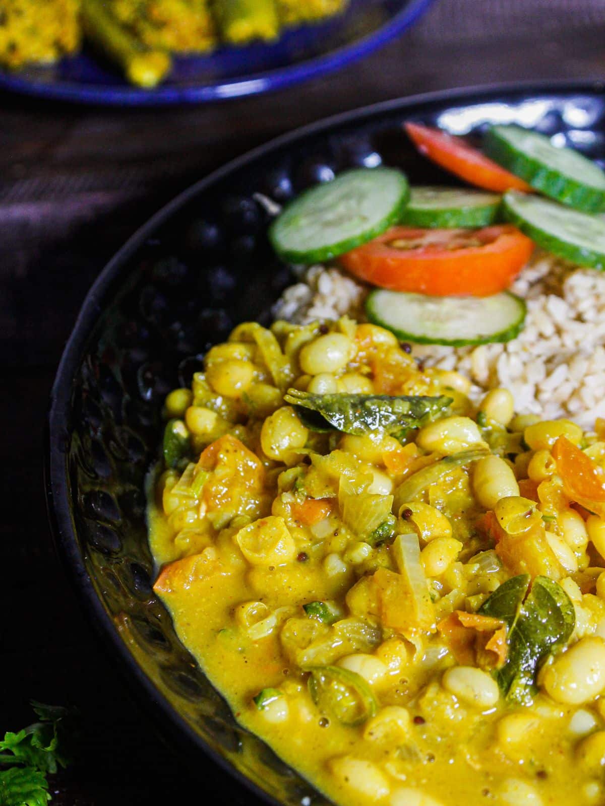 Half image of Soyabean Curry with Brown Rice